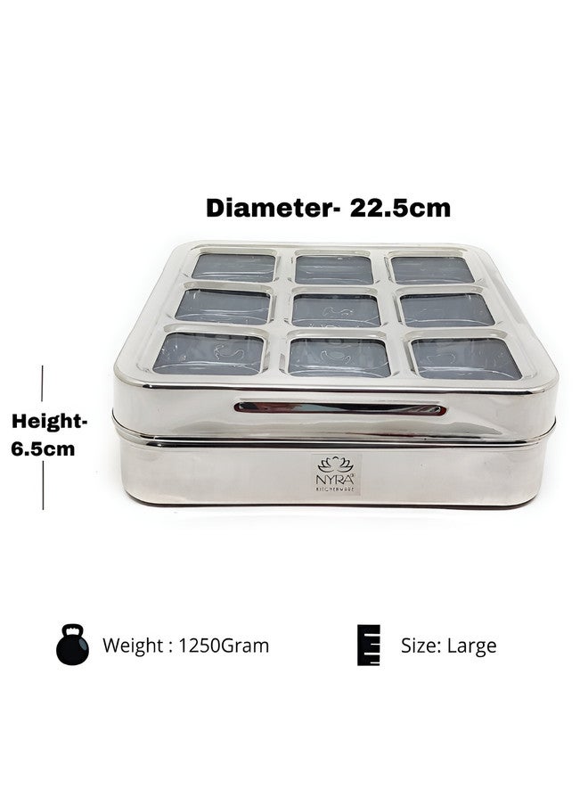 Nyra Kitchenware Stainless Steel 9 Compartment Dry Fruit Spice Box - Image 2